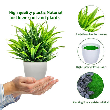 Artificial Plants with Plastic Pots for Home Decor