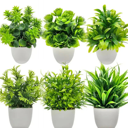Artificial Plants with Plastic Pots for Home Decor